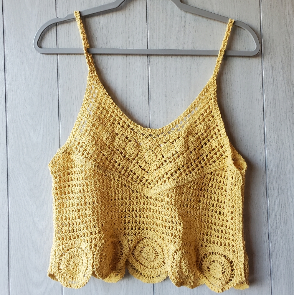 Altar'd State Crochet Yellow Tank Top Size S/M